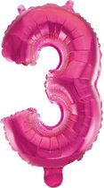 Folieballon 3 jaar roze 86cm