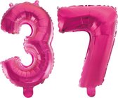 Folieballon 37 jaar roze 86cm