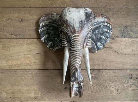 Olifant skull voor aan de muur | | Wanddecoratie | Hout | cm | bol.com