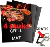 ATV PERFECTUM BBQ Mat XL + Gratis No touch Key – 40 x 33 cm – 4 Stuks - Bbq accesoires – Teflon -bakmat – Grillmat – Grill mat - grill mat voor bbq - BBQ Matjes - Grill Matjes - barbecue mat -  mat grill ovenbeschermers herbruikbaar niet klevend