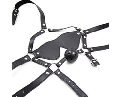 Compleet Hoofd Harnas met Ballgag en Blinddoek