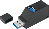 WiseGoods USB Hub 3 Poorts - USB Splitter - Mini Usb 2.0 en 3.0 - Kaartlezer - Hoge Snelheid - Zwart