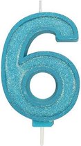 Sparkle Blue Numeral Candle 6
