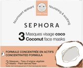 Coconut Sephora Gezichtsmaskers ( 3 stuks ) Face Masks Kokosolie - Revitaliseerd - Verzorging