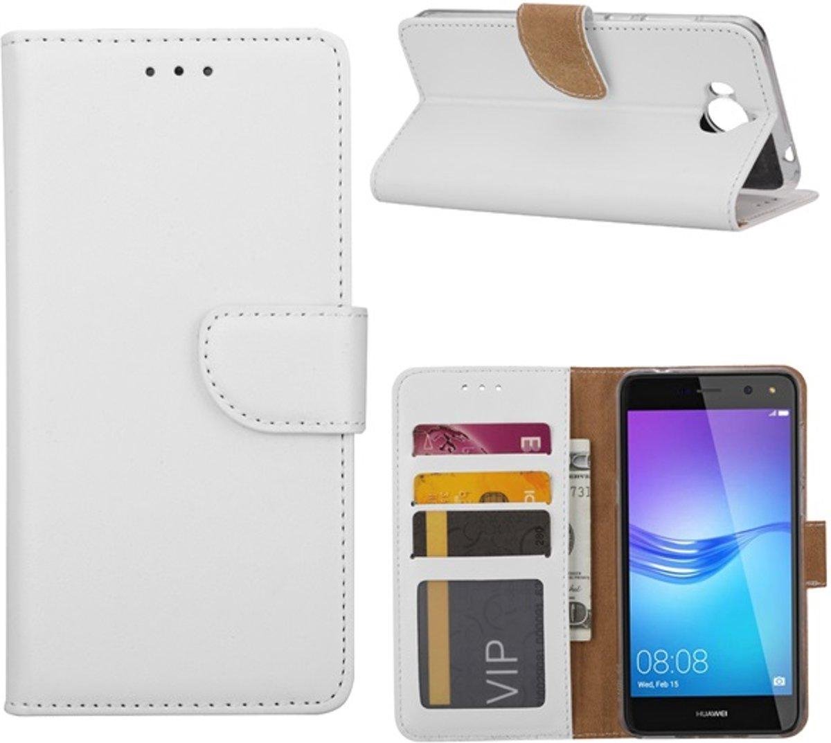 Bookcase Geschikt voor: Huawei Y6 2017 - Wit - portemonnee hoesje