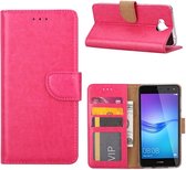 Bookcase Geschikt voor: Huawei Y6 2017 - Roze - portemonnee hoesje