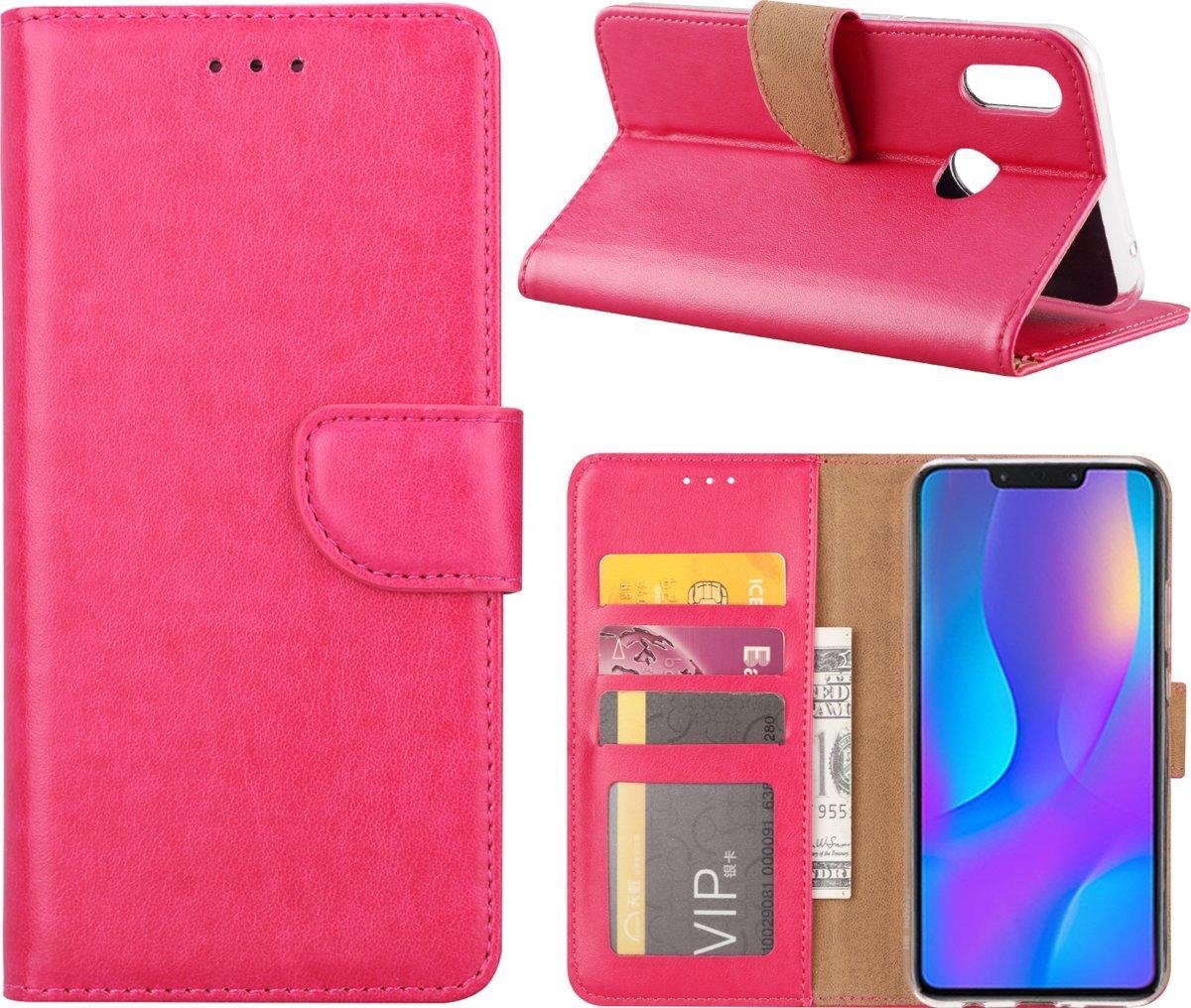 Bookcase Geschikt voor: Honor 20 Lite - Roze - portemonnee hoesje