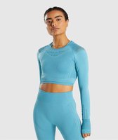 Power Long Sleeve Crop Top - Blauw