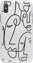 Casies iPhone 7/8 PLUS hoesje - Abstract gezicht lijnen -  Siliconen TPU hoesje - Backcover Transparant Case