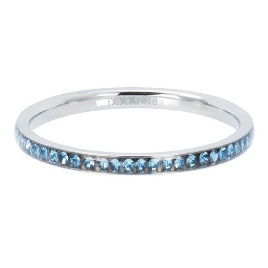 iXXXi JEWELRY - Vulring - Zirconia ring Light Saphire - Zilverkleurig - 2mm - Maat 17