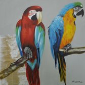 Olieverfschilderij - schilderij papegaaien - handgeschilderd - 80x80 - woonkamer slaapkamer