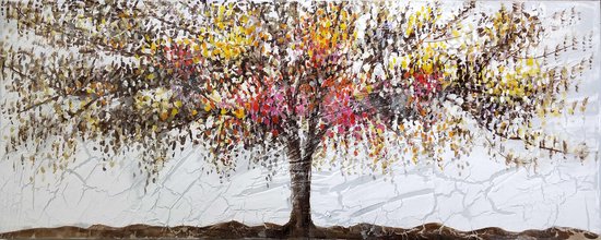 Evaluatie naaimachine Ontwaken Olieverfschilderij - schilderij handgeschilderd - canvas - kleurrijke boom  - 150x60 cm... | bol.com