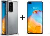 huawei p40 hoesje - Huawei P40 hoesje siliconen case hoes cover transparant - 1x Huawei P40 Screenprotector Screen Protector Glass