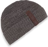 Knit Factory Jazz Gebreide Muts Heren & Dames - Beanie hat - Bruin/Taupe - Warme bruin gemêleerde Wintermuts - Unisex - One Size