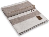 Knit Factory Roxx Gebreid Plaid - Woondeken - plaid - Wollen deken - Kleed - Beige/Marron - 160x130 cm