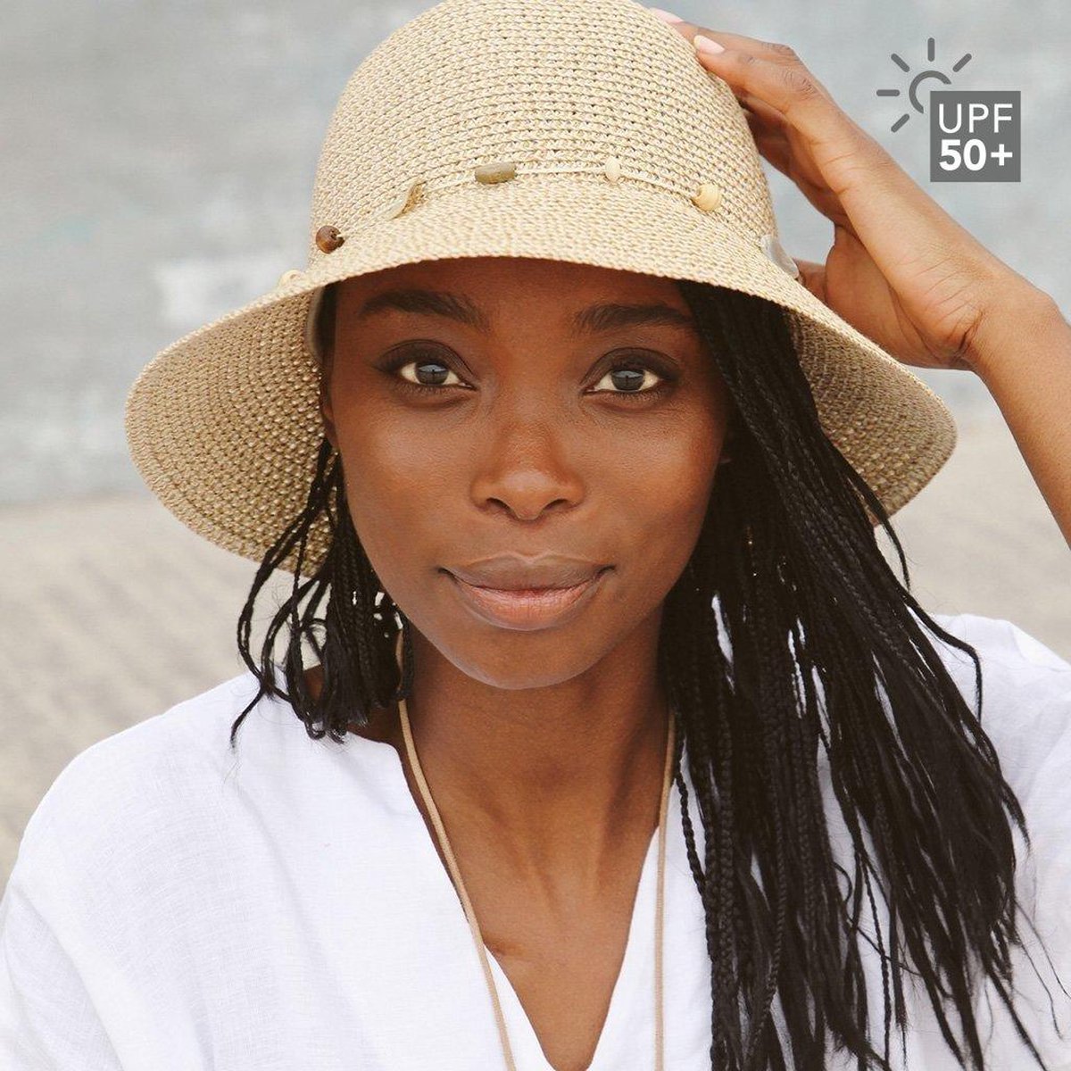 Gatsby Bucket Hat - Strandhoed Dames UV Bestendig UPF50+ - Maat: M - L: 58 cm - Naturel — afbeelding 2