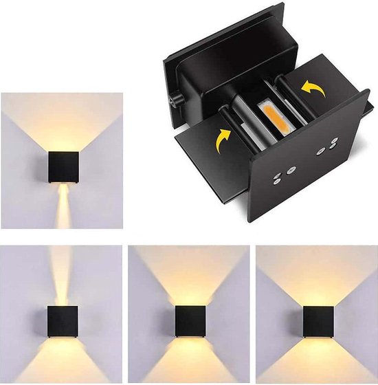 Smart Quality LED wandlamp kubus zwart - indoor & - 12 - waterdicht... | bol.com