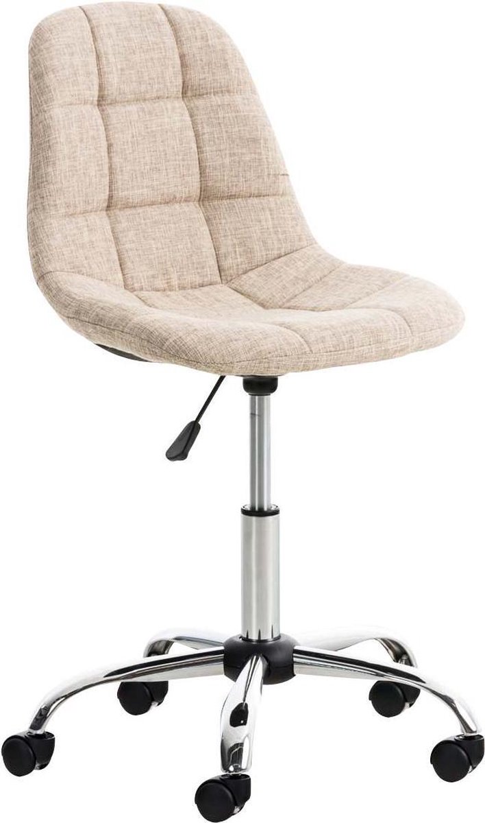 Bureaustoel - Kruk - Scandinavisch design - In hoogte verstelbaar - Stof - Crème - 47x35x91 cm
