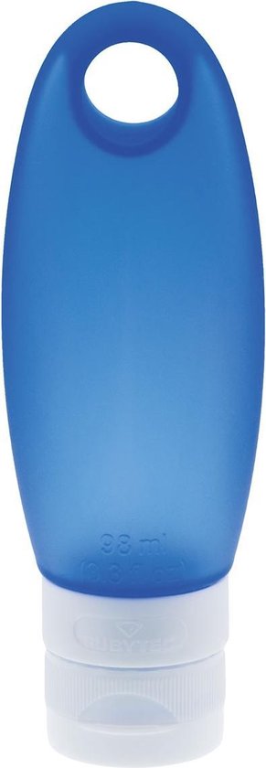 Foto: Rubytec knijpfles splash 98 ml reisfles voor handbagage siliconen doseersluiting eenvoudig te vullen te reinigen no spil opening bpa vrij reisflacon navulbaar 14 5 cm blauw