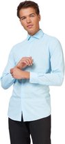 OppoSuits Cool Blue Shirt - Heren Overhemd - Casual Effen Gekleurd - Blauw - Maat EU 37/38