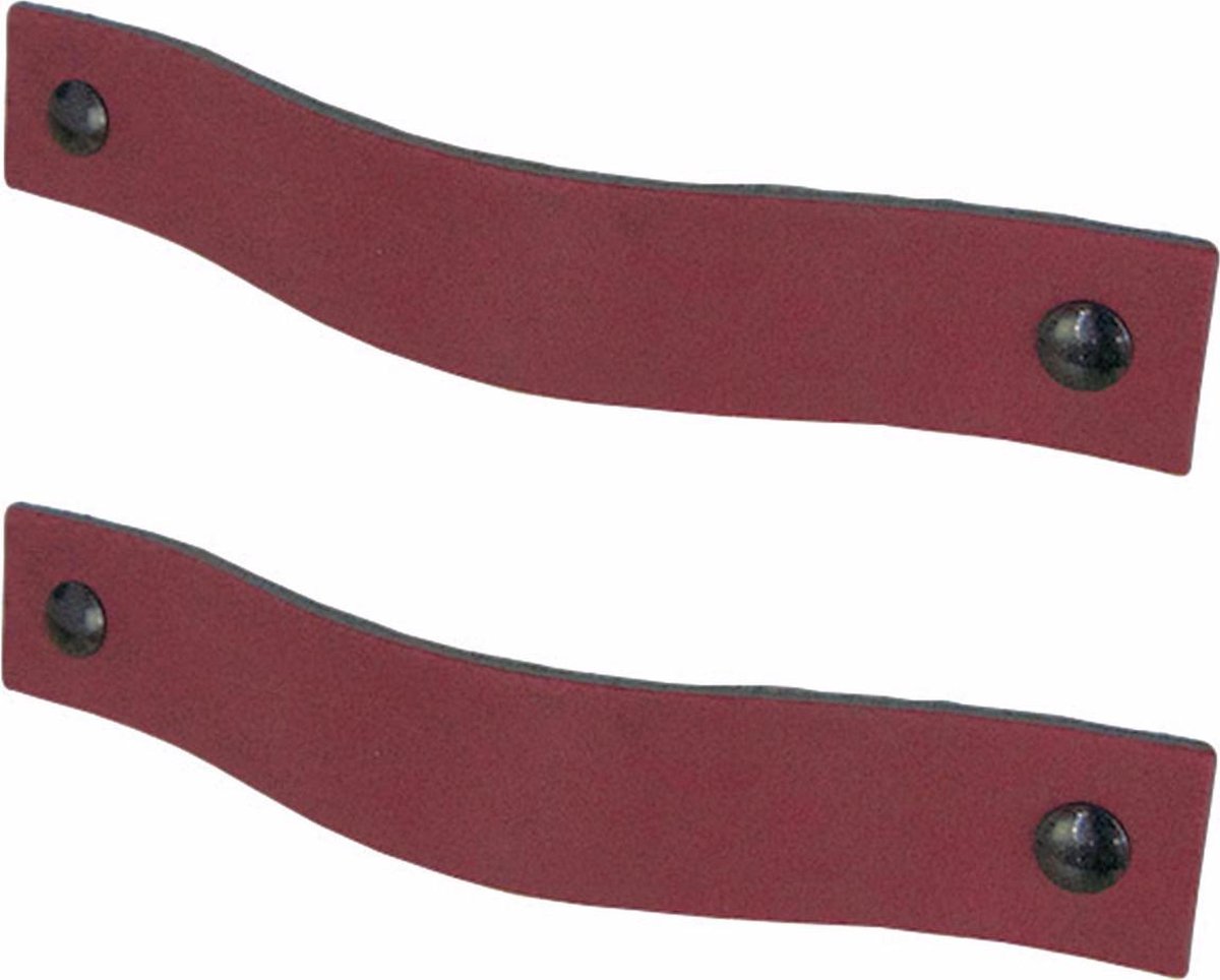 2x Leren handgrepen 'platte greep' - maat L (22,2 x 2,5 cm) - BORDO - incl. 3 kleuren schroefjes (handgreepjes - leren grepen - greepjes - leren lusjes)