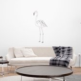 Muursticker Flamingo Silhouette - Zilver - 35 x 80 cm - baby en kinderkamer - muursticker dieren slaapkamer woonkamer alle