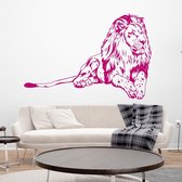 Muursticker Leeuw -  Roze -  160 x 108 cm  -  slaapkamer  woonkamer  dieren - Muursticker4Sale