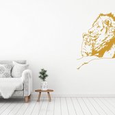 Muursticker Leeuw Met Welp -  Goud -  81 x 120 cm  -  slaapkamer  woonkamer  dieren - Muursticker4Sale