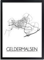 DesignClaud Geldermalsen Plattegrond poster A4 + Fotolijst zwart