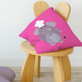 Kinderkussen olifant roze | peuterkussen | babykussen | sierkussen - meisjes kinderkamer - slaapkamer decoratie accessoires | cadeaus
