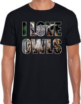 I love owls / uilen t-shirt zwart heren 2XL