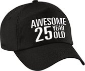 Awesome 25 year old verjaardag pet / cap zwart voor dames en heren - baseball cap - verjaardags cadeau - petten / caps