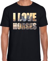 I love horses / paarden dieren t-shirt zwart heren L
