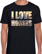 I love horses / paarden dieren t-shirt zwart heren 2XL