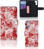GSM Hoesje OPPO A91 | Reno3 Book Style Case Angel Skull Red