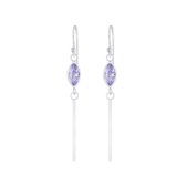 Joy|S - Zilveren Marquise oorbellen met bar (staaf) zirkonia lavendel paars