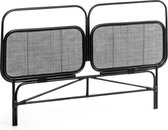 Kave Home - Margaret rattan hoofdbord met zwarte afwerking 170 x 120 cm
