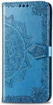 Bloem blauw agenda case hoesje Xiaomi Redmi Note 9s / Note 9 Pro