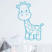 muursticker baby Giraffe - 90x108cm - Lichtblauw - woordsticker.com
