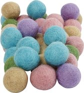 Perles de laine, D: 20 mm, harmonie pastel, 64 assorties