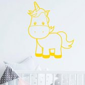 muursticker Unicorn Baby - geel - 30x36cm - woordsticker.com