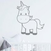 muursticker Unicorn Baby - zilver - 30x36cm - woordsticker.com