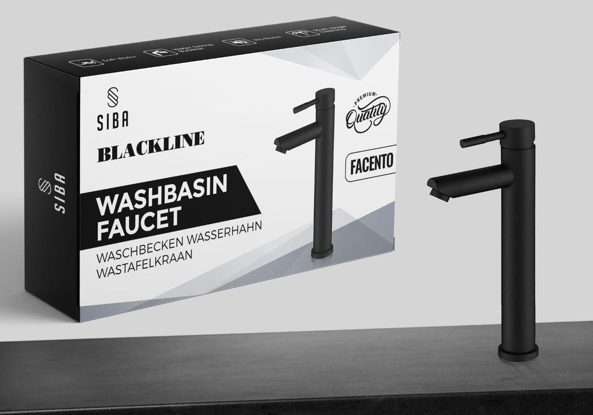 SIBA Facento Wastafelkraan - Mengkraan hoog - Zwarte kraan - RVS - Design zwarte wastafelkraan