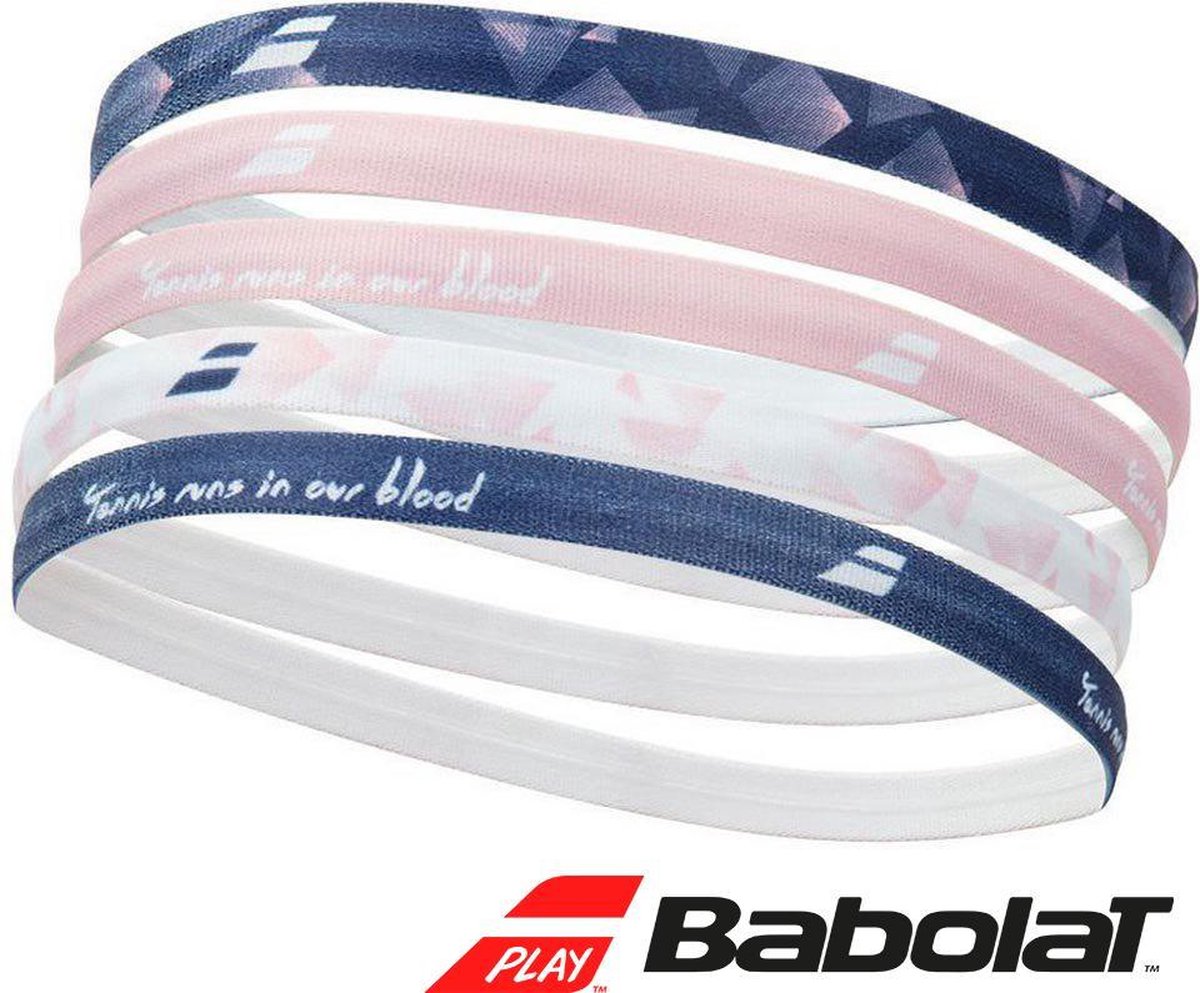 Babolat elastische dames haarband - wit/roze/blauw - 6 stuks