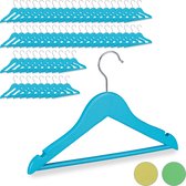 Relaxdays 60x kledinghangers kind - kinderkledinghangers - kleerhangers - hout - blauw