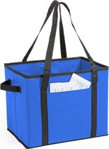 3x stuks auto kofferbak/kasten organizer tassen blauw vouwbaar 34 x 28 x 25 cm - Vouwbaar - Auto opberg accessoires