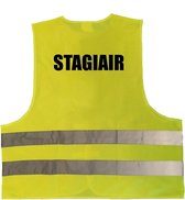 Stagiair vest / hesje geel met reflecterende strepen voor volwassenen - meewerkstage / stage - veiligheidshesjes / veiligheidsvesten