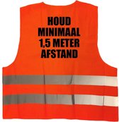 4x stuks houd 1,5 meter afstand vest / hesje - oranje reflecterende strepen - volwassenen - veiligheidsvest werkkleding - RIVM regels/richtlijnen - flatten the curve / stay safe