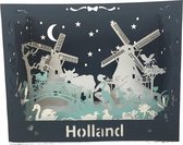 pop-up kijkdoos wit/blauw Holland kaart souvenir molen windmolen wenskaart Ansichtkaarten