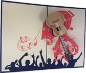 pop-up gitaar wenskaart met envelop  felicitatie muziek vaderdag kaart ansichtkaarten